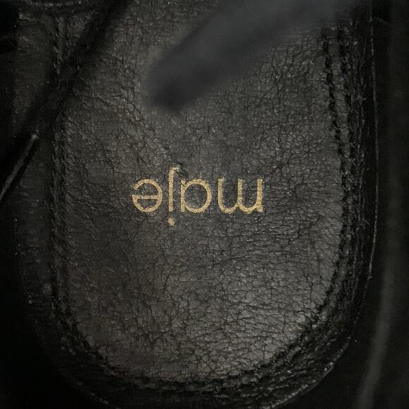 MAJE Size 7 Black Studded Leather Wrap Around Lace-Up Ankle Boots - Picture 7 of 10